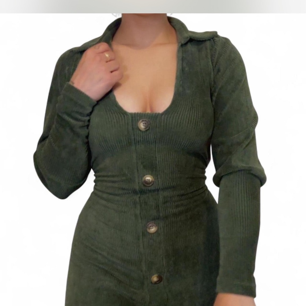 ASOS Olive Ribbed Knit Dress
